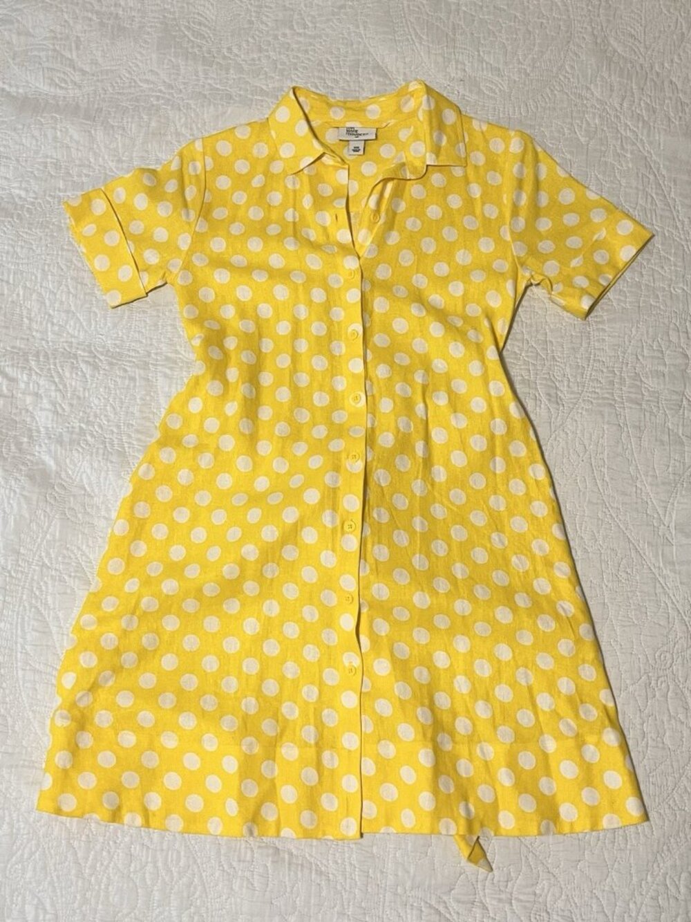 Lisa Marie Fernandez Yellow Polka Dot Linen Dress SIZE US XXS